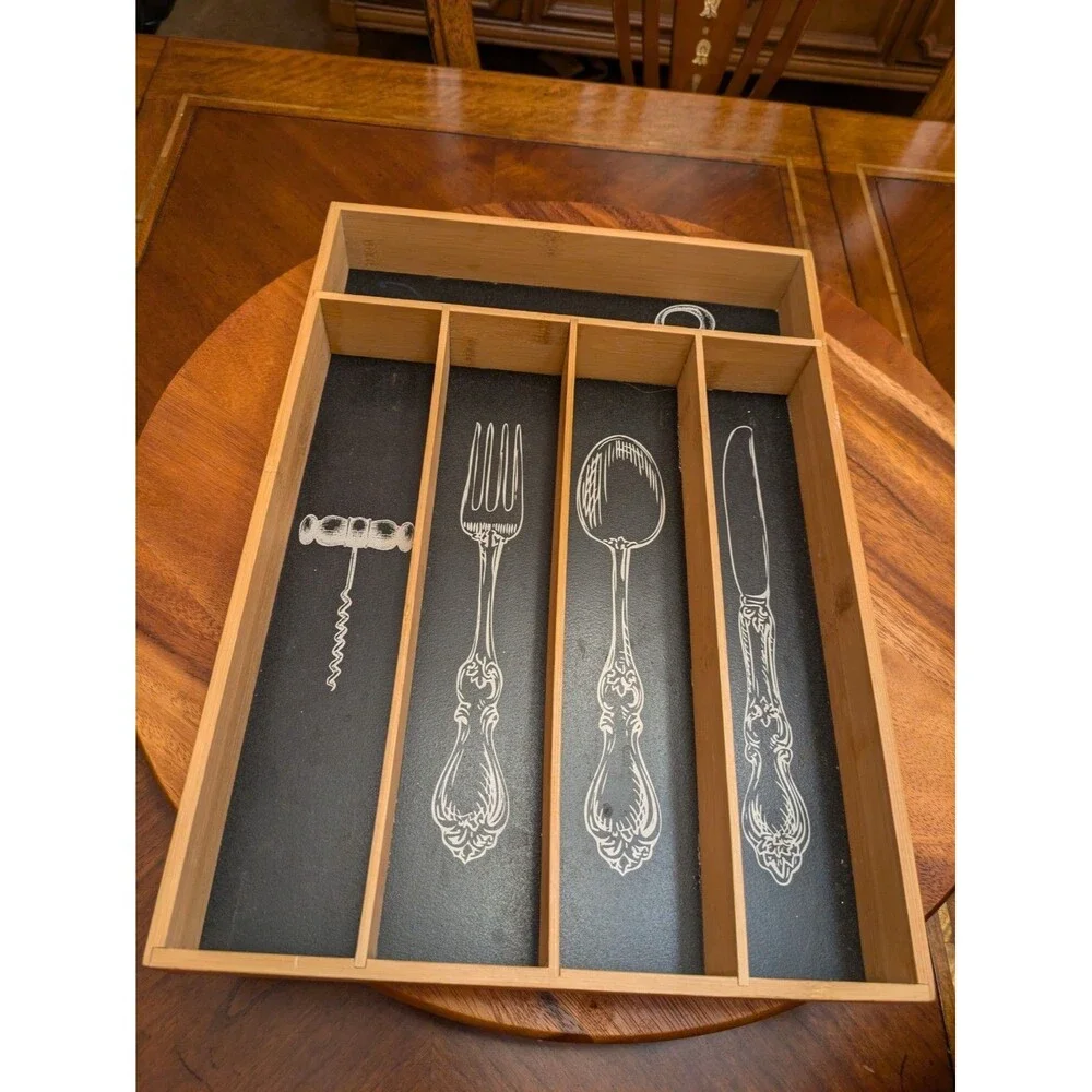 Core Bamboo Tray Silverware Organizer Hardware Organizer Cutlery Tray